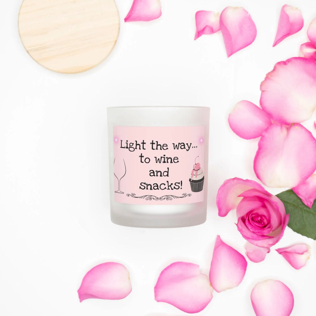 Light the Way to Wine and Snacks - Pink Wick Candle