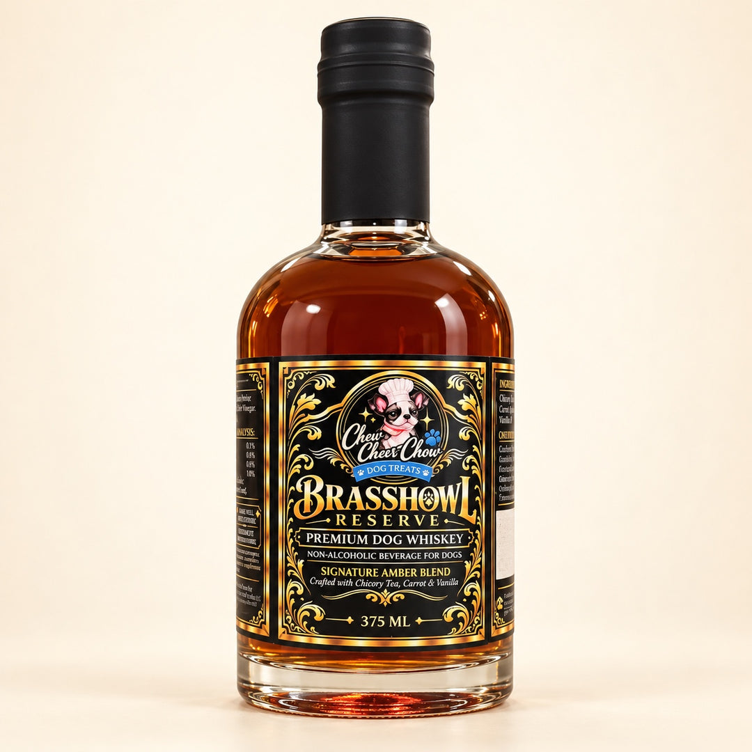Brasshowl Reserve premium alcohol-free dog whiskey mocktail front bottle 375 mL