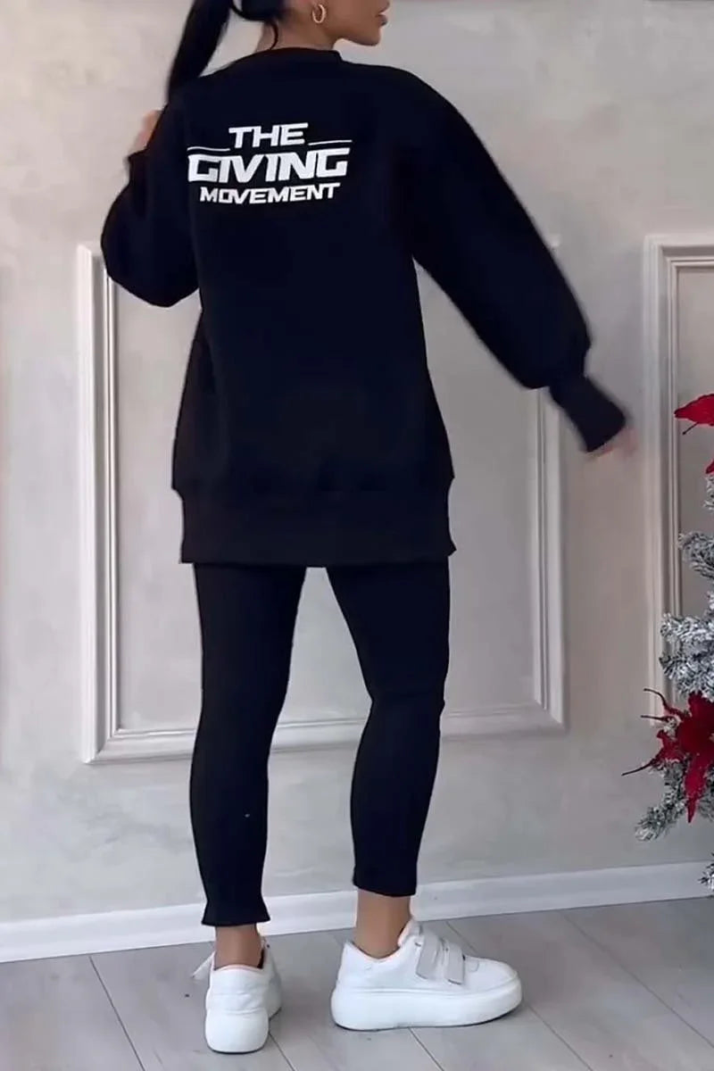 Women's Long-sleeved Sweater with Leggings Set