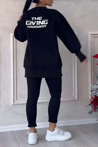 Women's Long-sleeved Sweater with Leggings Set