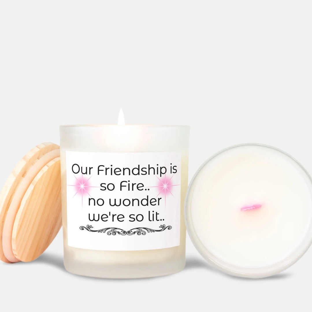 Gift for your Bestie Frosted Glass Candle with Pink Wick