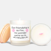 Gift for your Bestie Frosted Glass Candle with Pink Wick