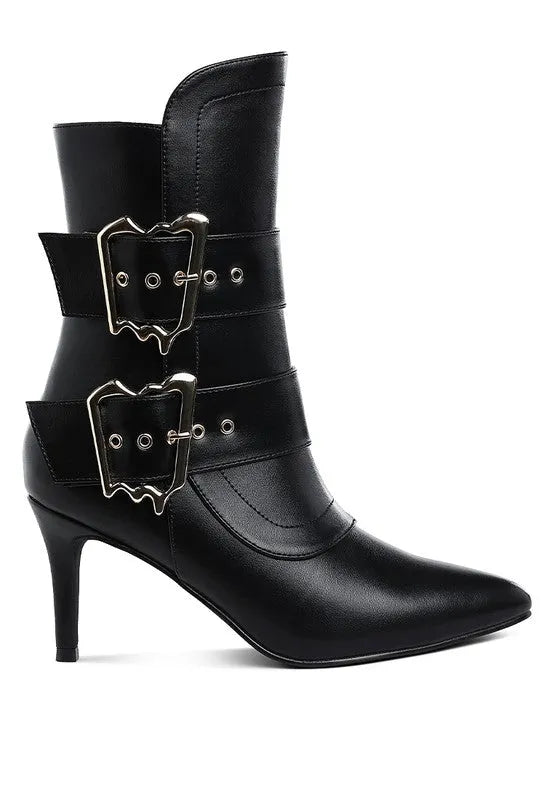 Ebera Chunky Buckle Strap Ankle Boots