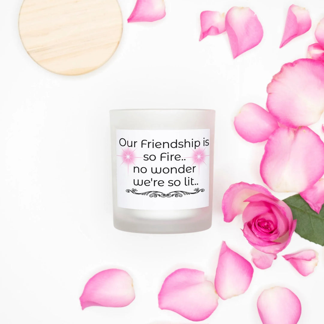 Gift for your Bestie Frosted Glass Candle with Pink Wick