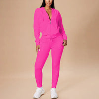 Women's 2-Piece Set Hooded Crop Top & Slim Fit Pants