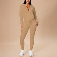 Women's 2-Piece Set Hooded Crop Top & Slim Fit Pants