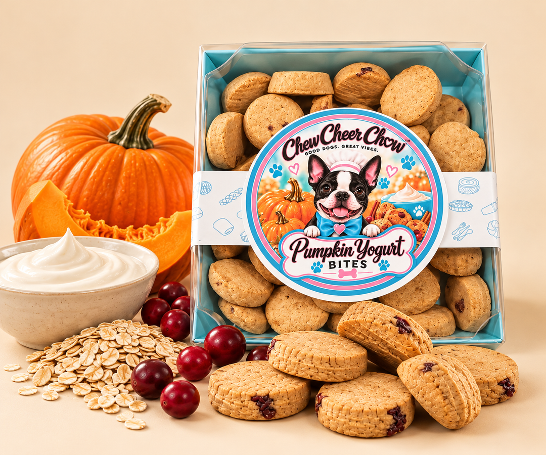 Chew Cheer Chow Pumpkin Yogurt Bites – Dog Treats | 8 oz