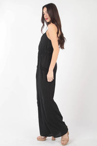 VERY J Pintuck Detail Woven Sleeveless Jumpsuit - Jessiz Boutique