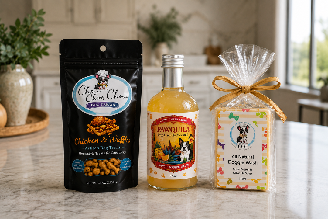 Dog Gift Box with Treats, PawQuila & Doggie Wash | Chew Cheer Chow