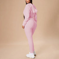Women's 2-Piece Set Hooded Crop Top & Slim Fit Pants