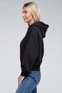 Acid Wash Fleece Hoodie - Jessiz Boutique