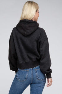 Acid Wash Fleece Hoodie - Jessiz Boutique