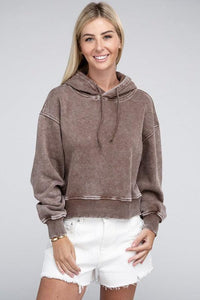 Acid Wash Fleece Hoodie - Jessiz Boutique