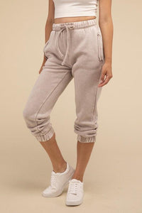 Acid Wash Fleece Sweatpants with Pockets - Jessiz Boutique