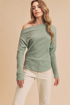 Aemi + Co One Shoulder Long Sleeve Knit Top - Jessiz Boutique