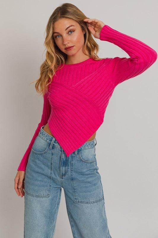 Asymmetrical Hem Sweater Top - Jessiz Boutique