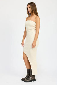 Asymmetrical Ribbed Maxi Tube Dress - Jessiz Boutique