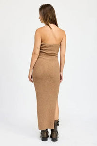 Asymmetrical Ribbed Maxi Tube Dress - Jessiz Boutique