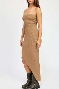 Asymmetrical Ribbed Maxi Tube Dress - Jessiz Boutique