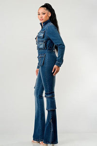 Athina Dye Zip Up Long Sleeve Jumpsuit - Jessiz Boutique