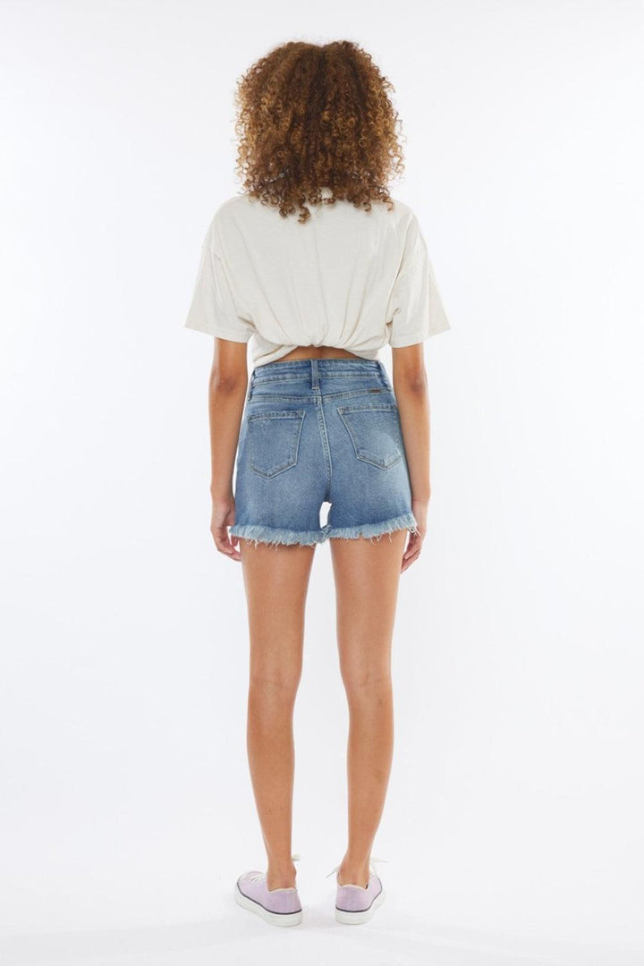 Kancan High Rise Frayed Hem Denim Shorts - Jessiz Boutique