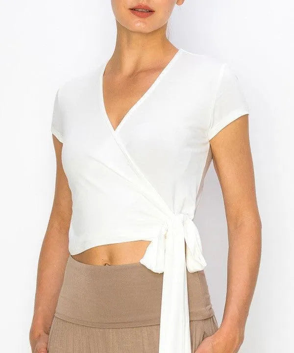 Bamboo Wrap Crop Blouse - Jessiz Boutique