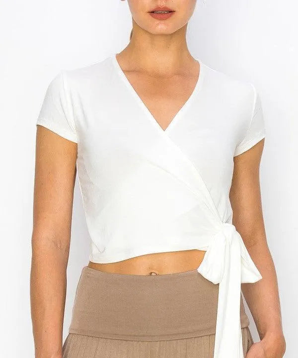 Bamboo Wrap Crop Blouse - Jessiz Boutique