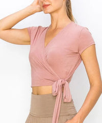 Bamboo Wrap Crop Blouse - Jessiz Boutique