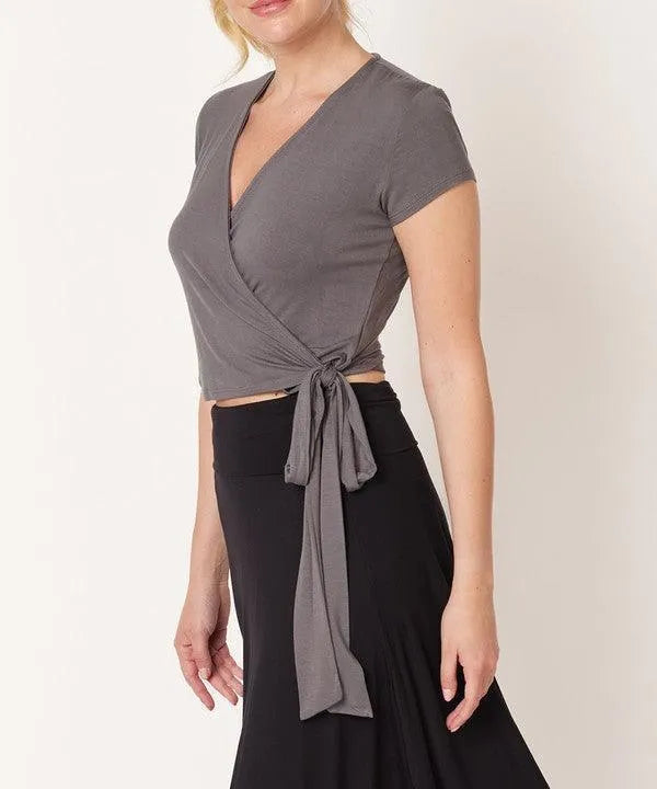 Bamboo Wrap Crop Blouse - Jessiz Boutique