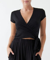 Bamboo Wrap Crop Blouse - Jessiz Boutique