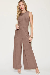 Basic Bae Ribbed Tank and Wide Leg Pants Set - Jessiz Boutique