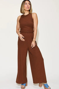 Basic Bae Ribbed Tank and Wide Leg Pants Set - Jessiz Boutique