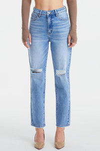 BAYEAS High Waist Distressed Cat's Whiskers Washed Jeans - Jessiz Boutique