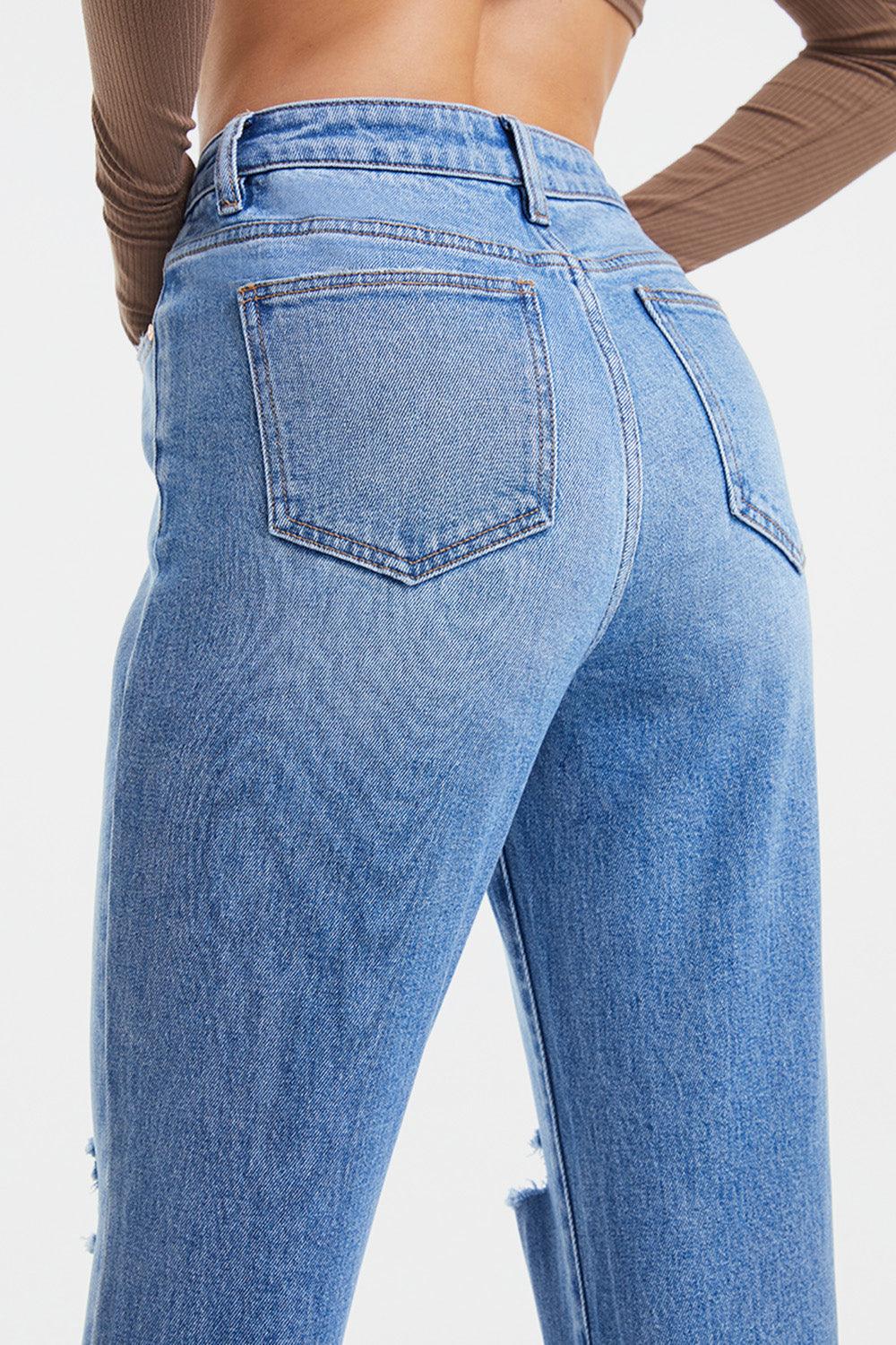 BAYEAS High Waist Distressed Cat's Whiskers Washed Jeans - Jessiz Boutique