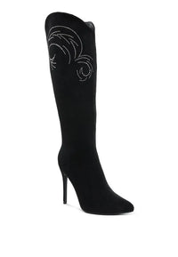 Becks Rhinestone Patterned Calf Boots - Jessiz Boutique