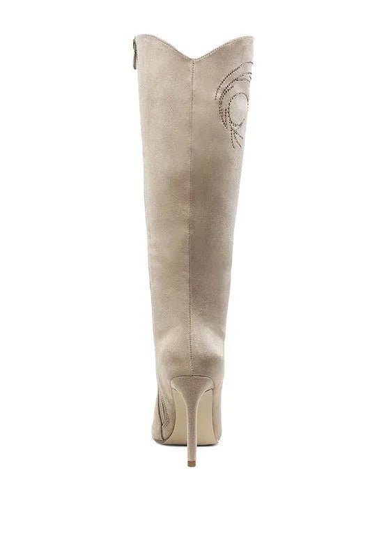 Becks Rhinestone Patterned Calf Boots - Jessiz Boutique