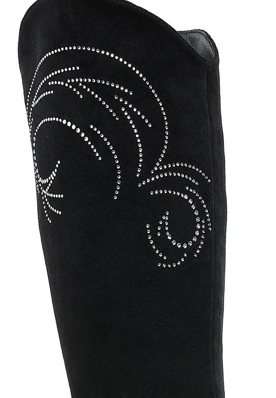 Becks Rhinestone Patterned Calf Boots - Jessiz Boutique