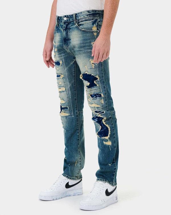 Boro Repair Straight Denim - Jessiz Boutique