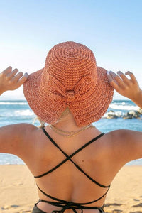 Bow Accent Woven Straw Bucket Sun Hat - Jessiz Boutique