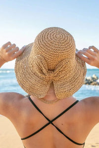 Bow Accent Woven Straw Bucket Sun Hat - Jessiz Boutique