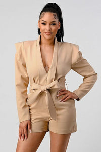 Business Casual Blazer Romper with Belt - Jessiz Boutique