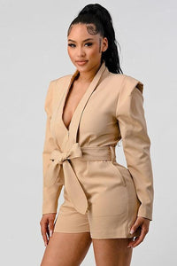 Business Casual Blazer Romper with Belt - Jessiz Boutique