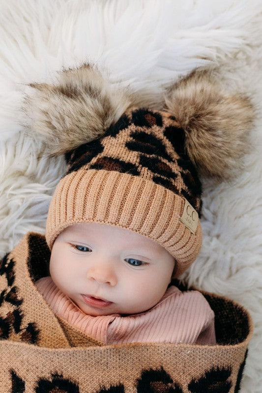 C.C Double Pom Baby Leopard Beanie - Jessiz Boutique