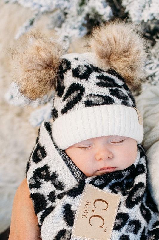 C.C Double Pom Baby Leopard Beanie - Jessiz Boutique