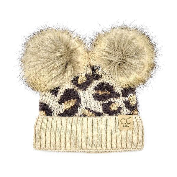 C.C Double Pom Baby Leopard Beanie - Jessiz Boutique