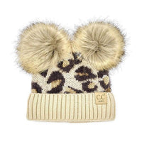 C.C Double Pom Baby Leopard Beanie - Jessiz Boutique