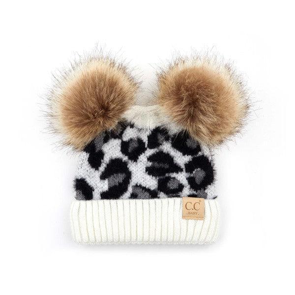 C.C Double Pom Baby Leopard Beanie - Jessiz Boutique