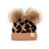 C.C Double Pom Baby Leopard Beanie - Jessiz Boutique