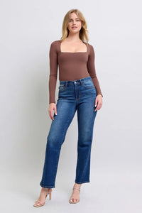 Judy Blue Full Size Side Seam Detail Straight Jeans with Pockets