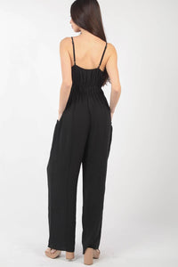 VERY J Pintuck Detail Woven Sleeveless Jumpsuit - Jessiz Boutique